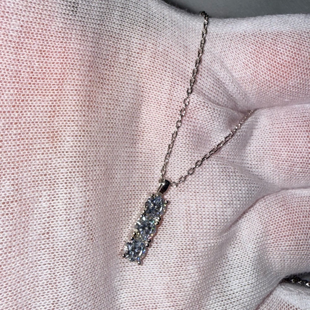 Moissanite Elegant Silver Pendant Necklace